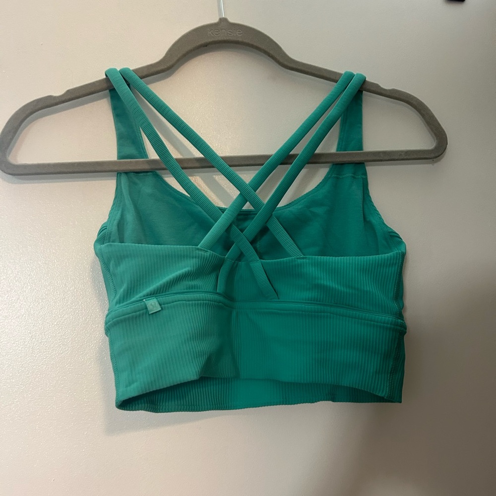 LuluLemon LongLine Teal Ribbed Sports Bra